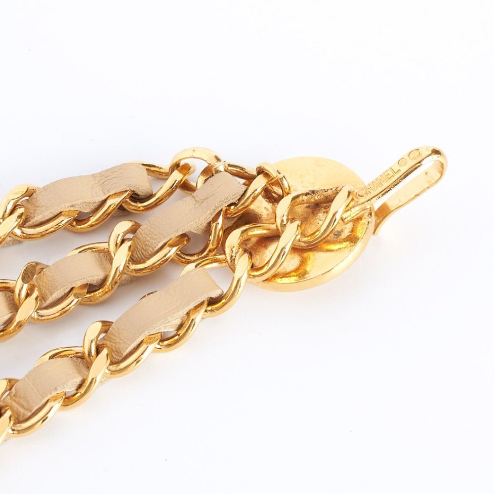 Authentic CHANEL Vintage Belt, Chanel Chain Belt, Chanel Chain and Leather Belt, - Picture 6 of 12